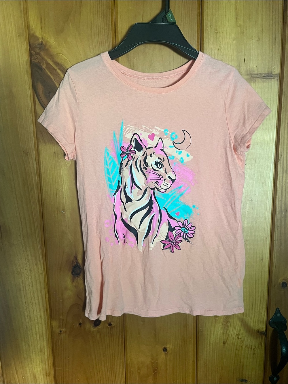 Place Pink Girls' Tiger Graphic Tee with Turquoise & Purple Accents